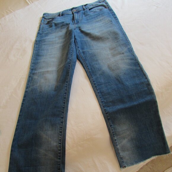J. Jill Denim - J Jill Denim High Rise Straight Leg Ankle Jeans Frayed Hem Size 10